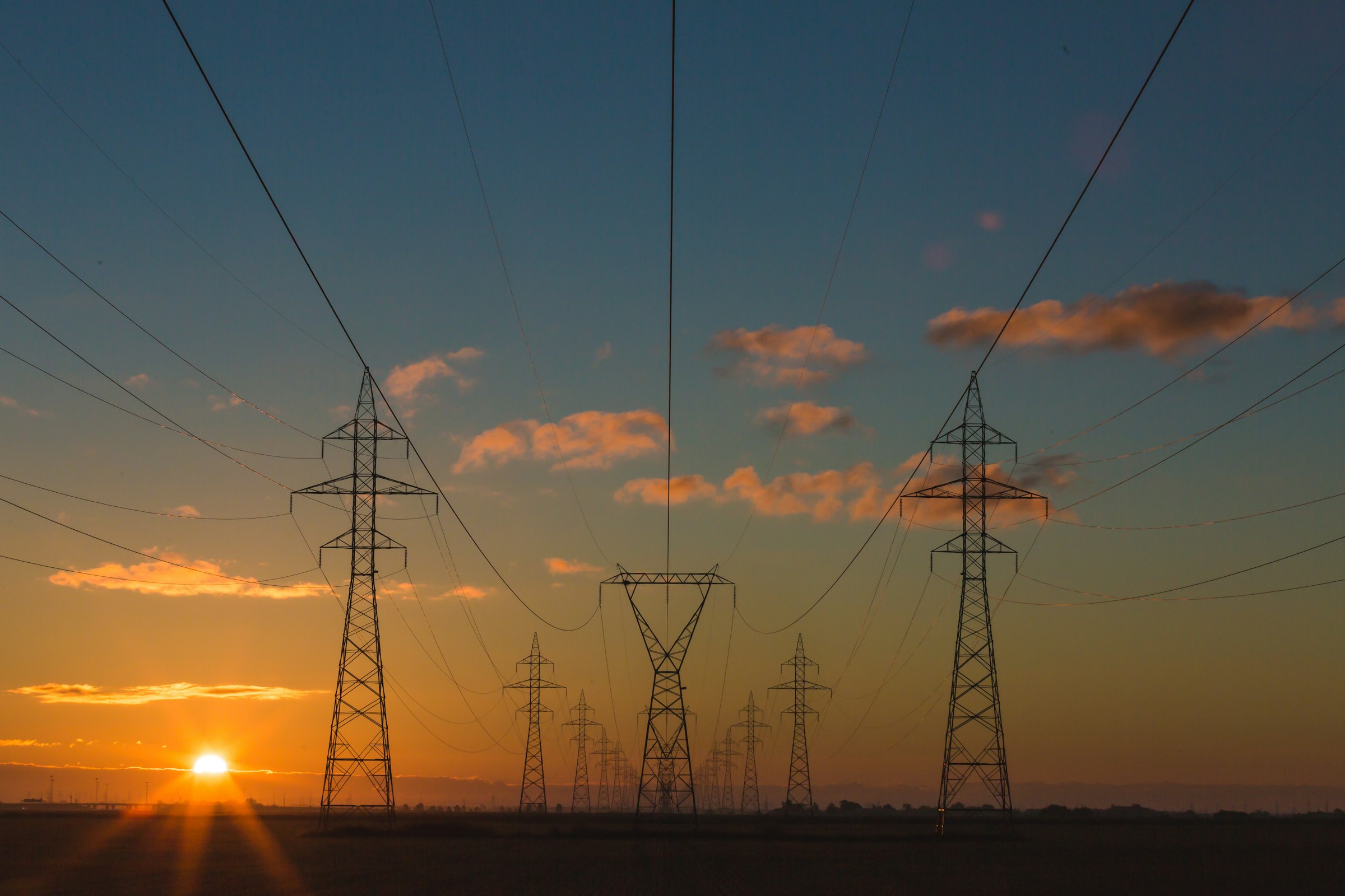 Transmission grid at dusk