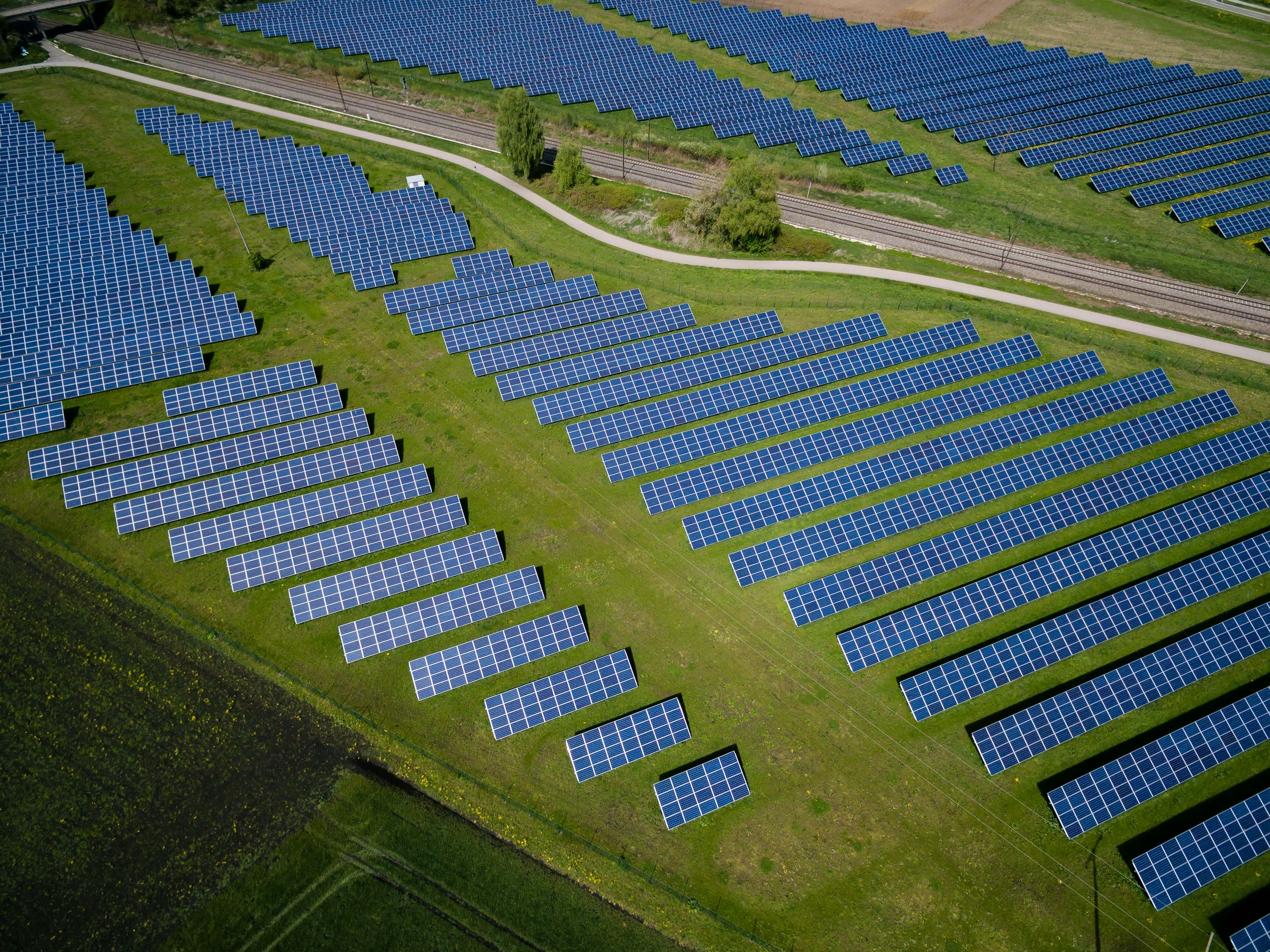 Aerial view of a solar farm
