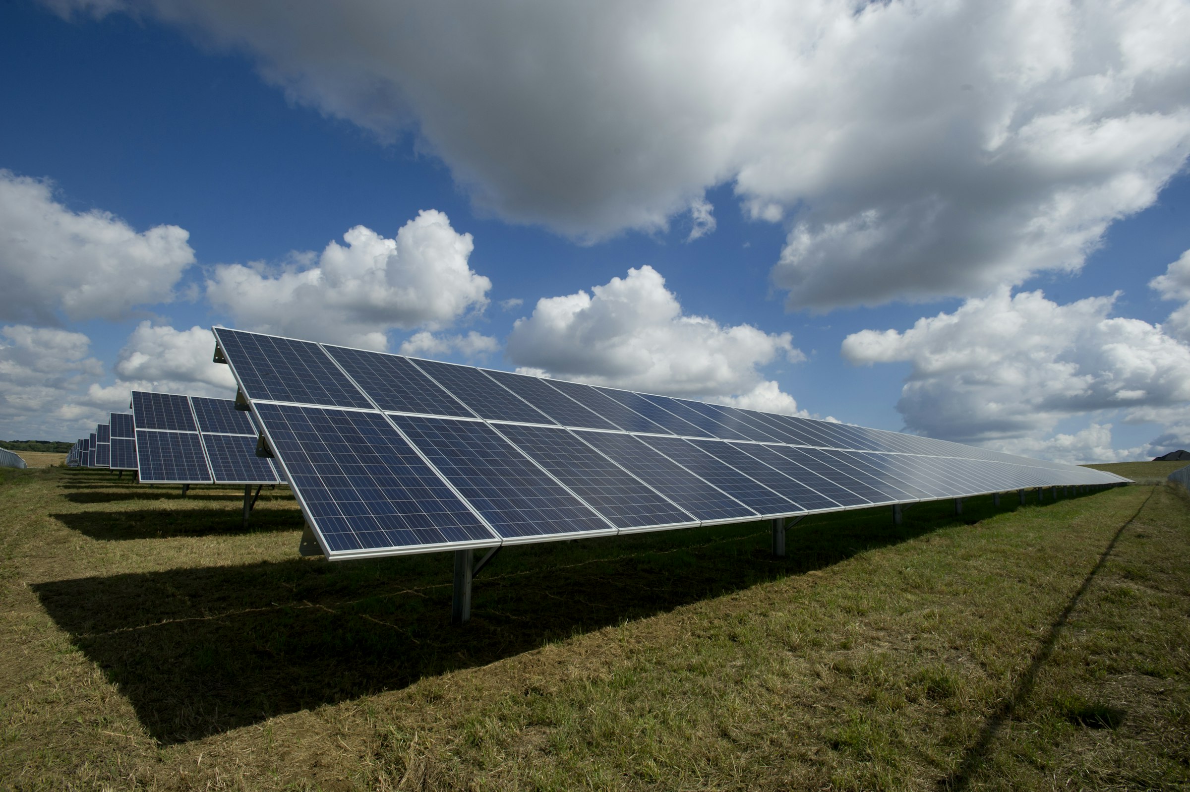 Solar array beneath an open sky
